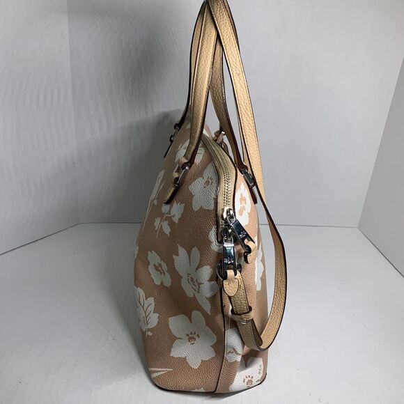 Lauren Ralph Lauren Amberly Dome Floral Satchel Tan/White - Picture 4 of 16